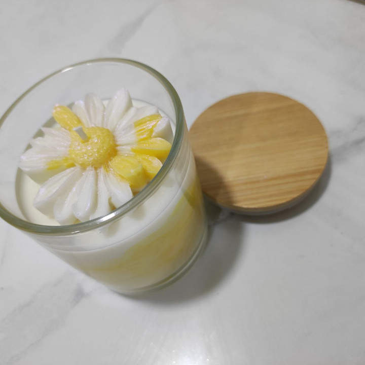 Vela margarita efecto marmoleada