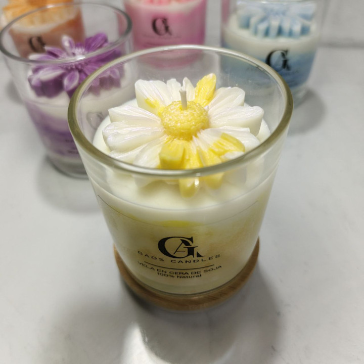 Vela margarita efecto marmoleada